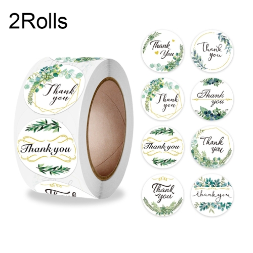 

10 Rolls Thank You Floral Sticker Wedding Gift Decoration Label, Size: 2.5cm / 1inch(A-297)