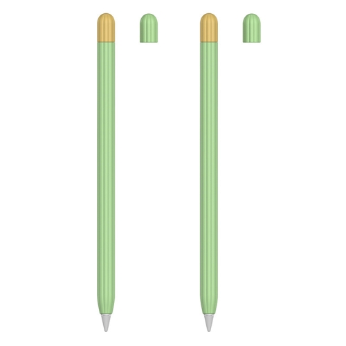 

2 Sets 5 In 1 Stylus Silicone Protective Cover + Two-Color Pen Cap + 2 Nib Cases Set For Apple Pencil 1 (Matcha Green)