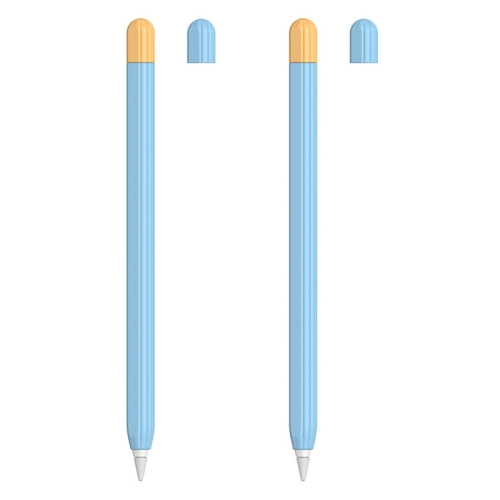 

2 Sets 5 In 1 Stylus Silicone Protective Cover + Two-Color Pen Cap + 2 Nib Cases Set For Apple Pencil 2 (Blue)