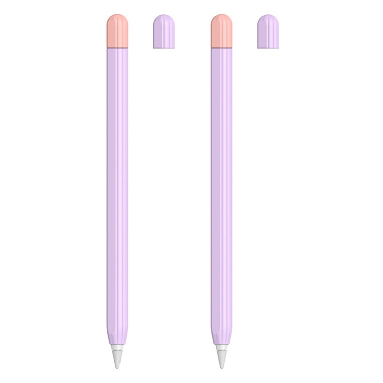 

2 Sets 5 In 1 Stylus Silicone Protective Cover + Two-Color Pen Cap + 2 Nib Cases Set For Apple Pencil 2 (Lavender)