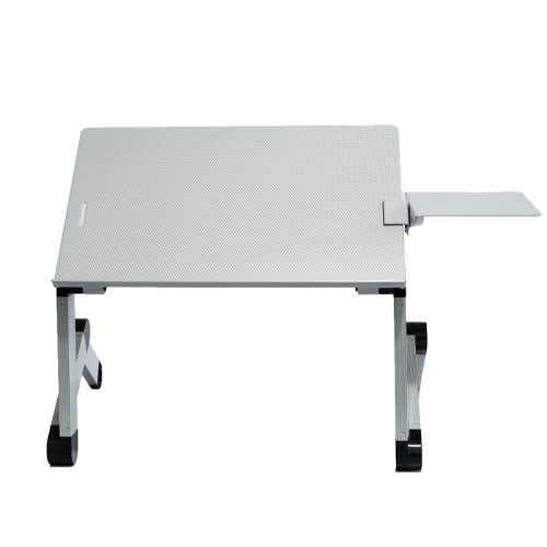 

T8 Aluminum Alloy Folding & Lifting Laptop Desk Office Desk Heightening Bracket with Mouse Board (Silver)