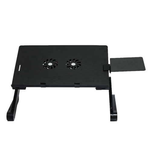 

T8 Aluminum Alloy Folding & Lifting Laptop Desk Office Desk Heightening Bracket with Fan & Mouse Board (Black)