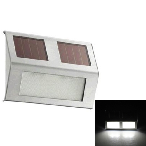 

2 LEDs Solar Powered Light Sensor Control IP44 Waterproof LED Wall Lamp Outdoor Patio Yard Pathway Garden Stairs Step Night Security Lighting(White Light)