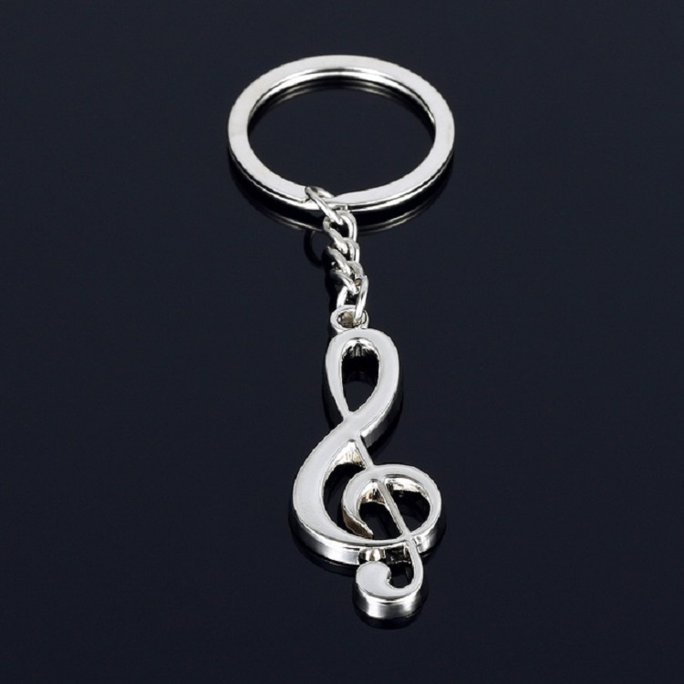 

2 PCS Creative Personality Note Metal Keychain Pendant( Bright Nickel)