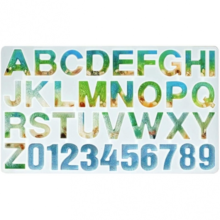 

2 PCS Alphanumeric Silicone Key Ring Bracelet Necklace Pendant Making Mold(50-460-D)