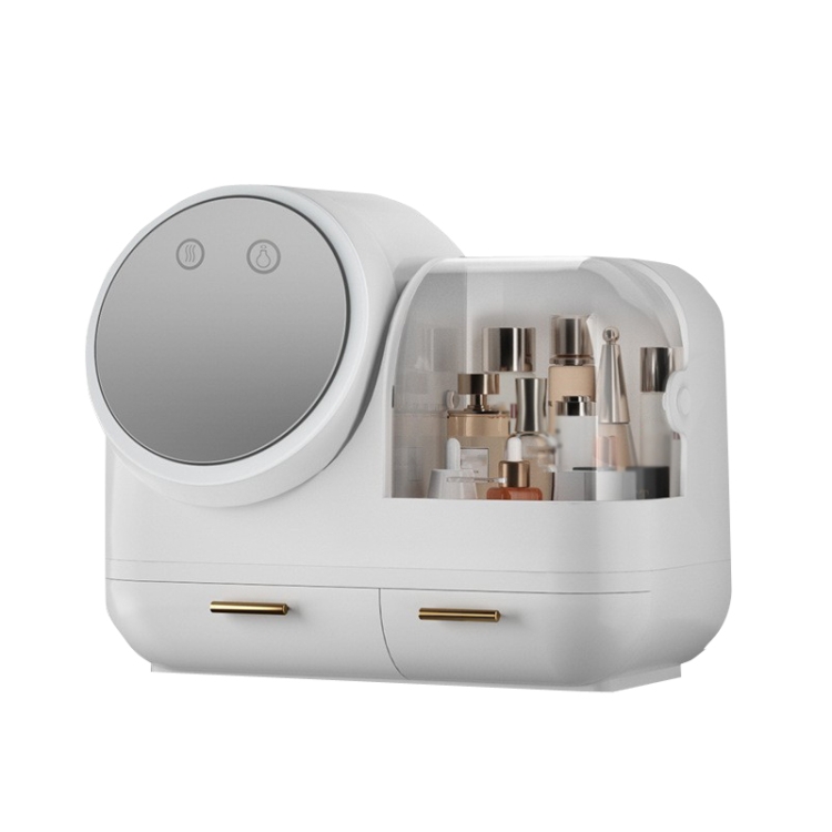 

Mirror Desktop Makeup And Dustproof Drawer Storage Box With LED Light, Colour: White LED Model