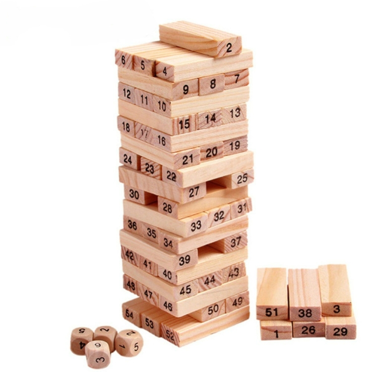 

54 PCS Pile Wooden Building Blocks Educational Game for Children