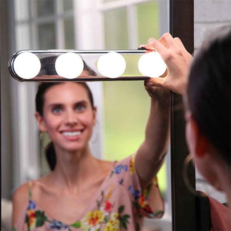 

2 PCS 4 LED Bulbs Make Up Light Super Bright Portable Cosmetic Mirror Light Wall Lamp(White Light)