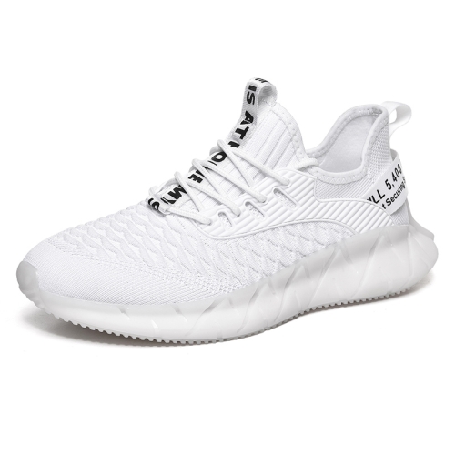 

Men Lightweight Breathable Mesh Sneakers Flying Woven Casual Running Shoes, Size: 40(White)