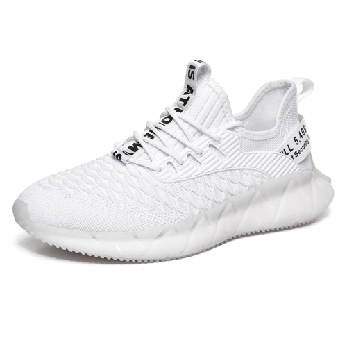 Men Lightweight Breathable Mesh Sneakers Flying Woven Casual Running Shoes, Size: 44(White), 6922348267743  - buy with discount