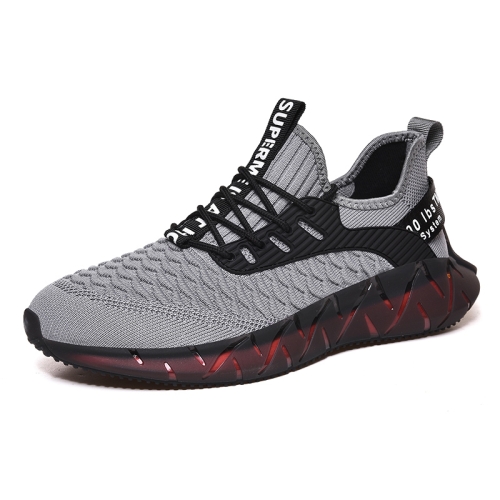 

Men Lightweight Breathable Mesh Sneakers Flying Woven Casual Running Shoes, Size: 45(Gray)