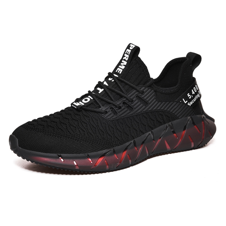 

Men Lightweight Breathable Mesh Sneakers Flying Woven Casual Running Shoes, Size: 45(Plus Velvet Winter Black)