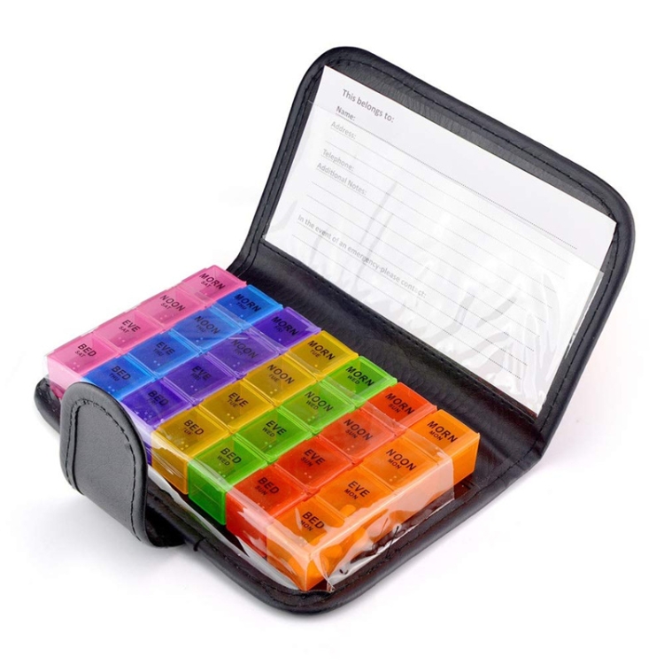 

28 Grid Notebook Style Pill Box Leather Bag(Colorful )