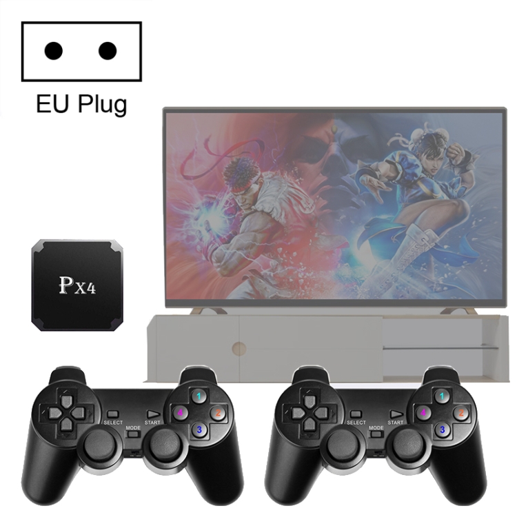 

PX4 HD Wireless Mini TV Game Console Arcade with Dual Wireless Controllers, Support TF Card/HDMI+AV Output(EU Plug)