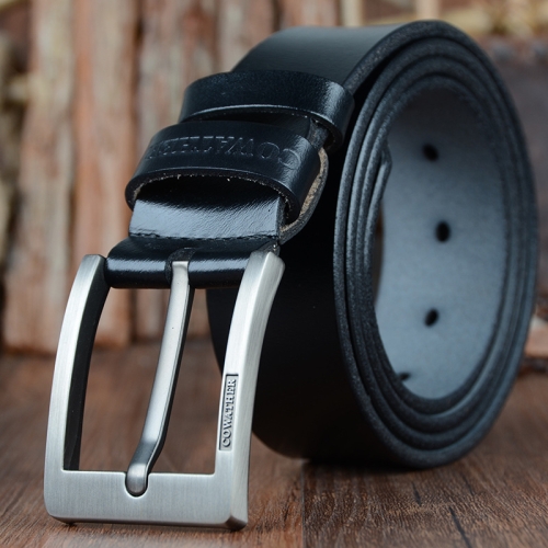 

COWATHER XF004 Men Two-Layer Cowhide Business Casual Pin Buckle Belt, Length (cm): 120cm(Silver Buckle Black)