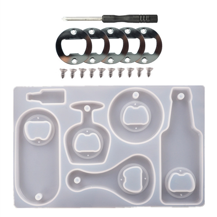 

DIY Crystal Resin Drip Beer Wrench Mold Opener Silicone Mold, Specification: Set