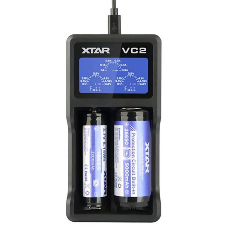 

XTAR 2-Slot Smart LCD Lithium Battery Charger, Model: VC2