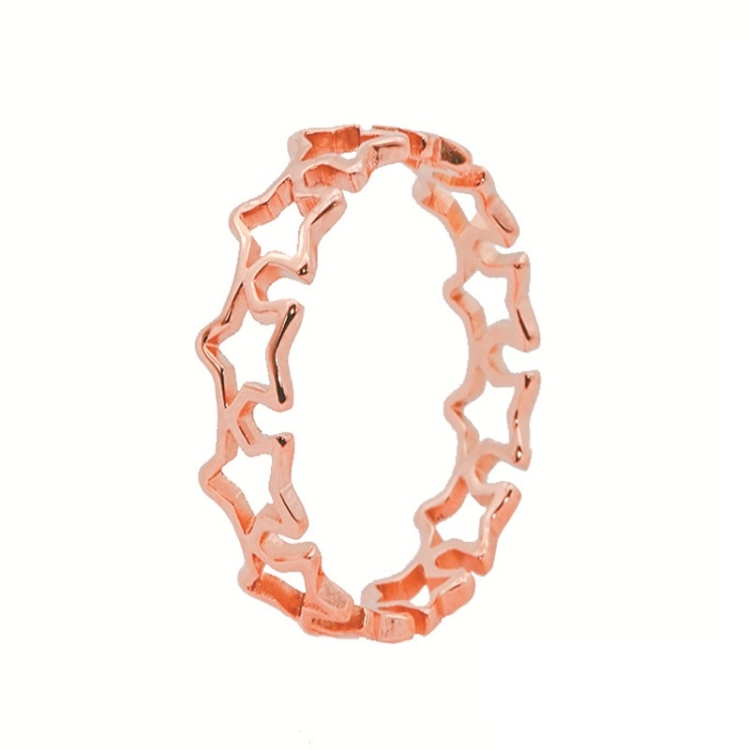 

2 PCS Vintage Titanium Steel Five-Pointed Star Hollow Ring, Size: 9 US Size(Rose Gold)