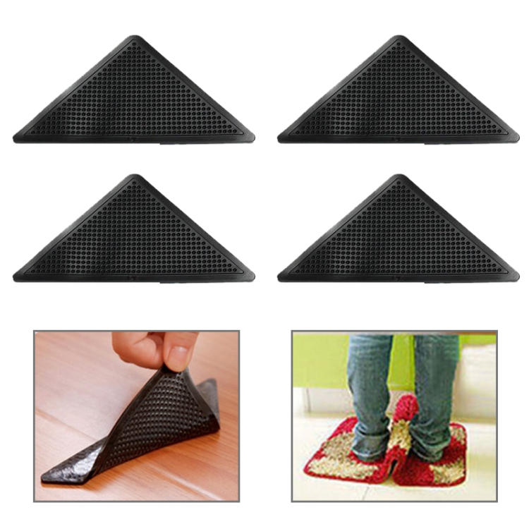 

4 PCS/Set Recyclable Anti-Slip Washable Rug Carpet Mat for Home Bath Living Room(Black)