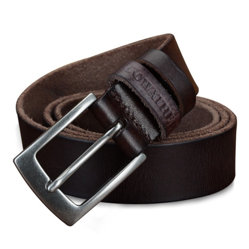 

COWATHER XF018 Men Casual Business Pin Buckle Cowhide Belt,Length: 110cm(Coffee Color)