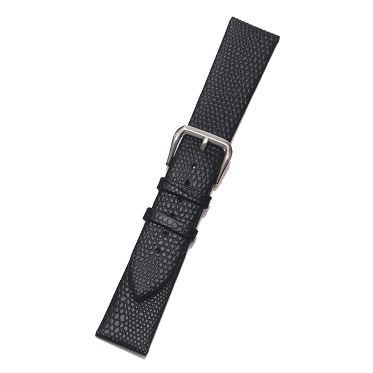 

Thin Watch Chain With Calfskin Lizard Pattern Strap, Size: Strap Width 16mm(Black Silver Pin Buckle)