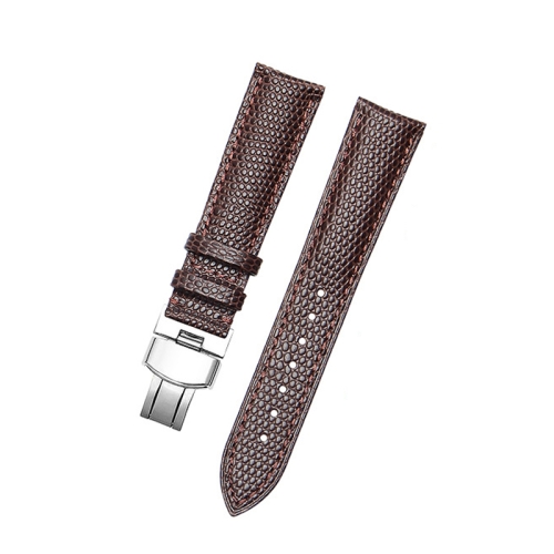 

Thin Watch Chain With Calfskin Lizard Pattern Strap, Size: Strap Width 16mm(Brown Silver Pull Buckle)