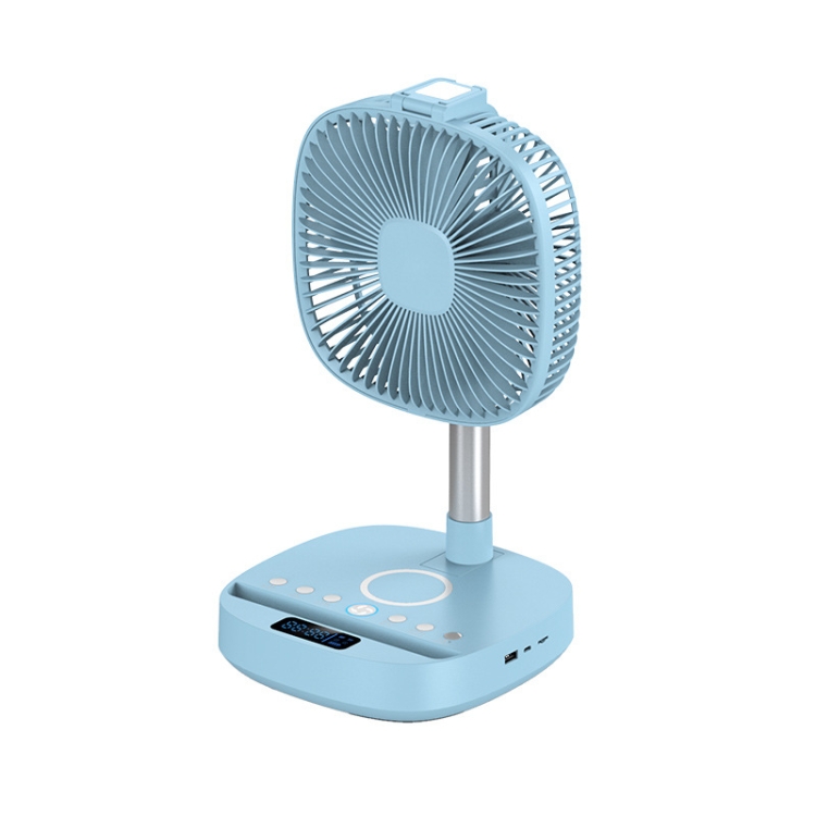 

H9 Multifunctional USB Fan Fill Light Phone Stand Folding Bluetooth Speaker Desktop Floor Wireless Charging Fan(Blue)