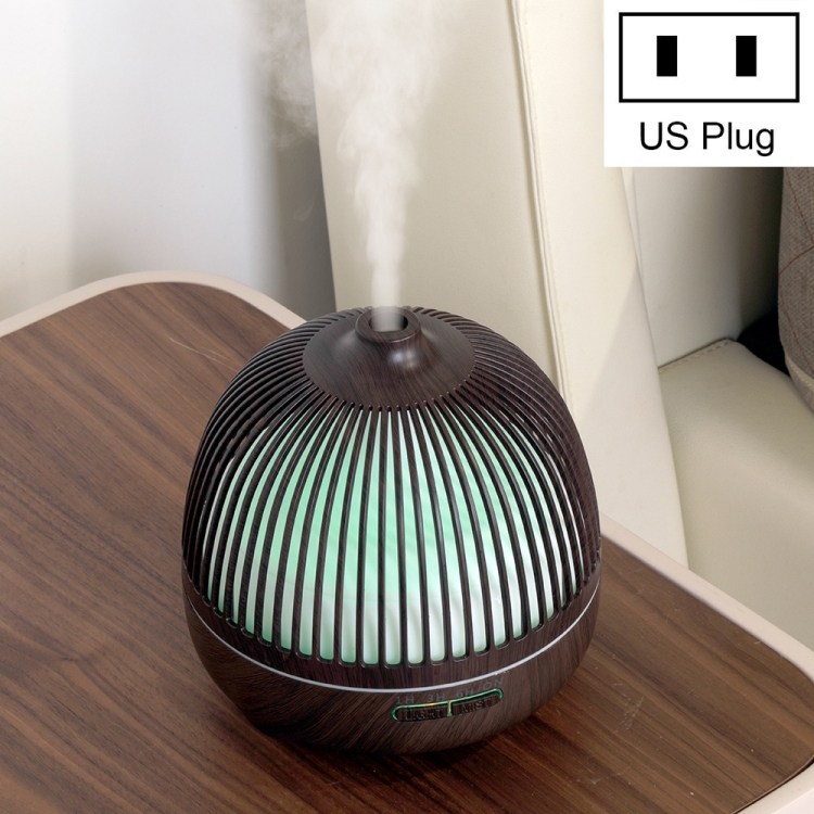 

Bird Cage Wood Graphic Aromatherapy Machine Ultrasonic Smart Home Colorful Night Light Hollow Humidifier, Product specifications: US Plug(Deep Wood Pattern)