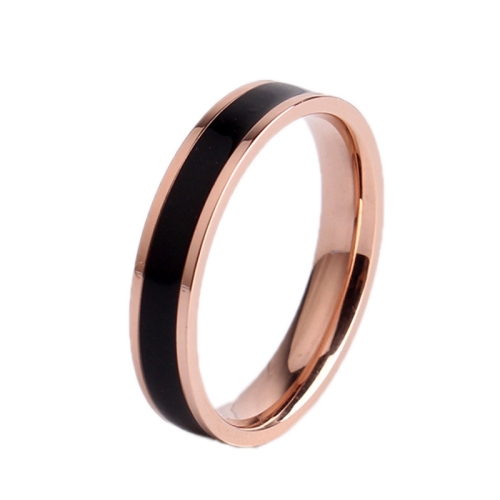 

4 PCS Simple Black White Epoxy Couple Ring Women Titanium Steel Ring Jewelry, Size: US Size 3(Black Glue Rose Gold)