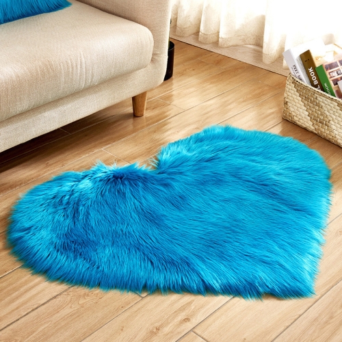 

Love Heart Rugs Artificial Wool Sheepskin Hairy Carpet Faux Floor Mat Fur Plain Fluffy Soft Area Rug Tapetes, Size:70*90cm(Dark Blue)