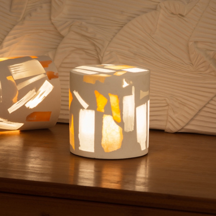 

Translucent Gypsum Ore Night Light Bedroom Touch Dimming Sleep Desk Lamp, Style: Cylinder