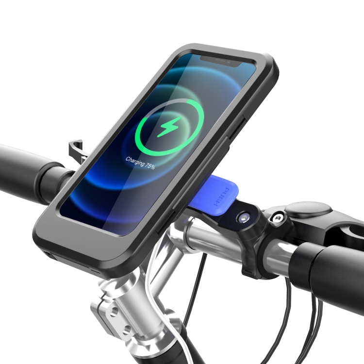

WH-69 15W Wireless Charging Bicycle Waterproof Mobile Phone Holder Mountain Bike Anti-Shake Touch Screen Holder For 4.5 ~ 6.7 inch Mobile Phone(Black)