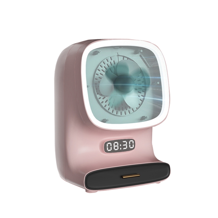 

Makeup Box LED Light Makeup Mirror Household Large-Capacity Cosmetic Rack, Size: Mirror + Fan(Pink)