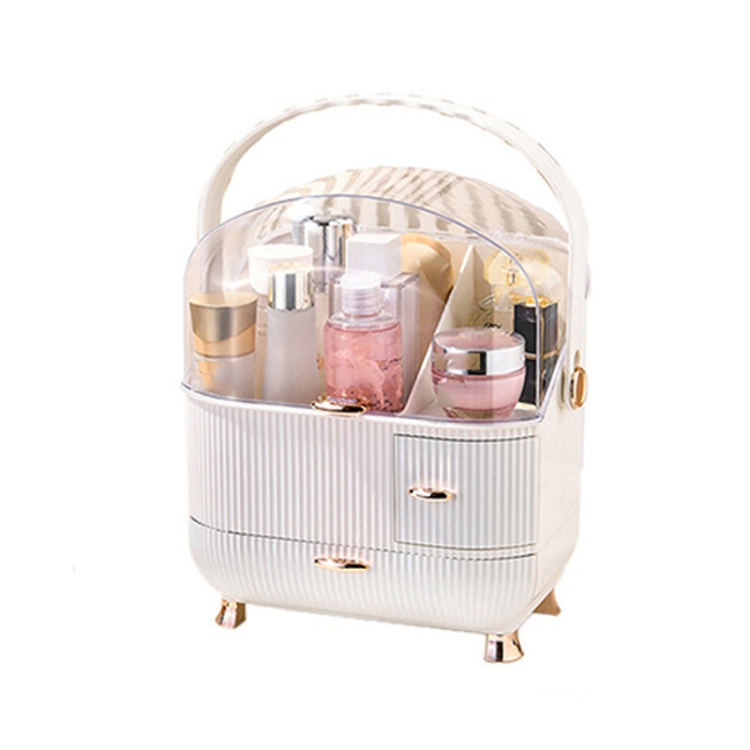 

Cosmetic Storage Box Household Desktop Dustproof Large-Capacity Lipstick Skin Care Product Rack, Colour: White