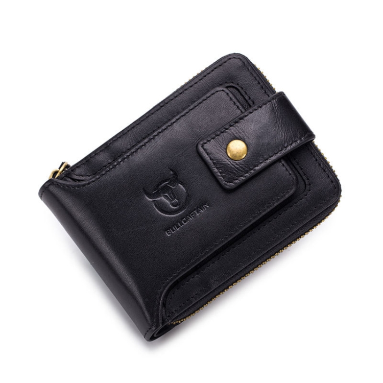 

BUFF CAPTAIN 231 First Layer Cowhide Zipper Wallet Horizontal Leather Multiple-Card Thicken Album Wallet(Wise Black)