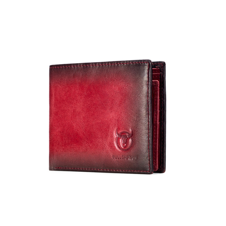

BUFF CAPTAIN 05 Men Leather Short Wallet Anti-Theft Brush Multi-Card Bit First-Layer Soft Cowhide Wallet, Colour: Red