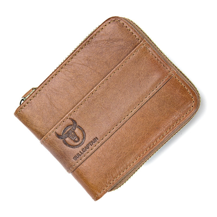

BUFF CAPTAIN 025 Leather Short Horizontal First-Layer Cowhide Wallet Multi-Function Card Tap Wallet(Yellow Brown)