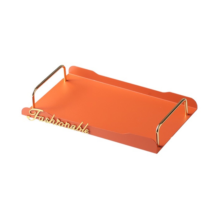 

Living Room Metal Letters Cup Storage Tray Home Desktop Accessories Storage Tray, Specification： Small (Orange Red)