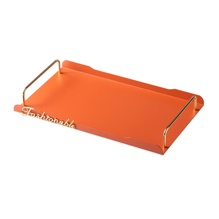 

Living Room Metal Letters Cup Storage Tray Home Desktop Accessories Storage Tray, Specification： Large (Orange Red)