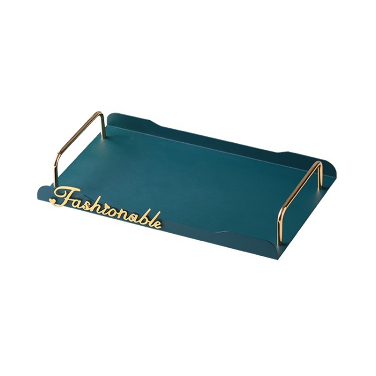 

Living Room Metal Letters Cup Storage Tray Home Desktop Accessories Storage Tray, Specification： Small (Ink Green)