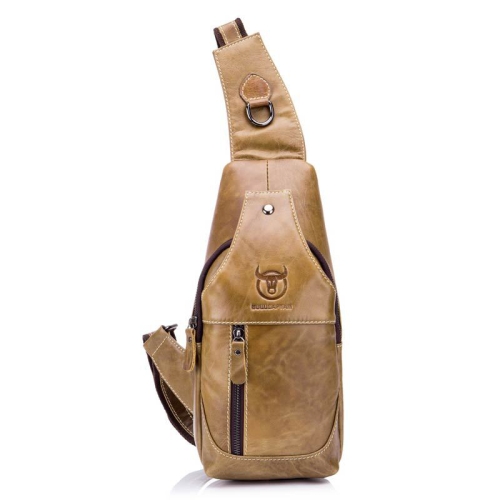 

BULL CAPTAIN 019 Retro Men Leather Crossbody Shoulder Bag First-Layer Cowhide Chest Bag, Colour: Yellow Brown