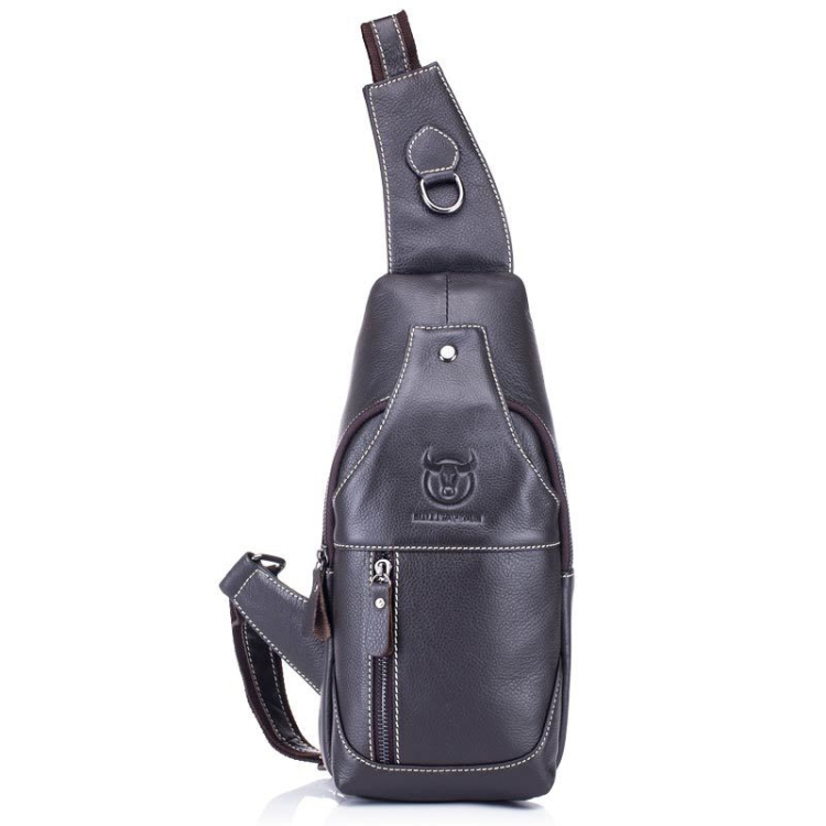 

BULL CAPTAIN 019 Retro Men Leather Crossbody Shoulder Bag First-Layer Cowhide Chest Bag, Colour: Gray Brown