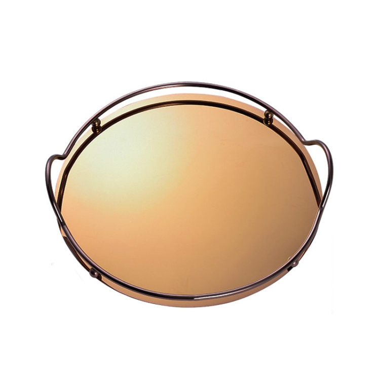 

Mirror Stainless Steel Binaural Tray Jewelry Tea Set Storage Tray(Rose Gold)