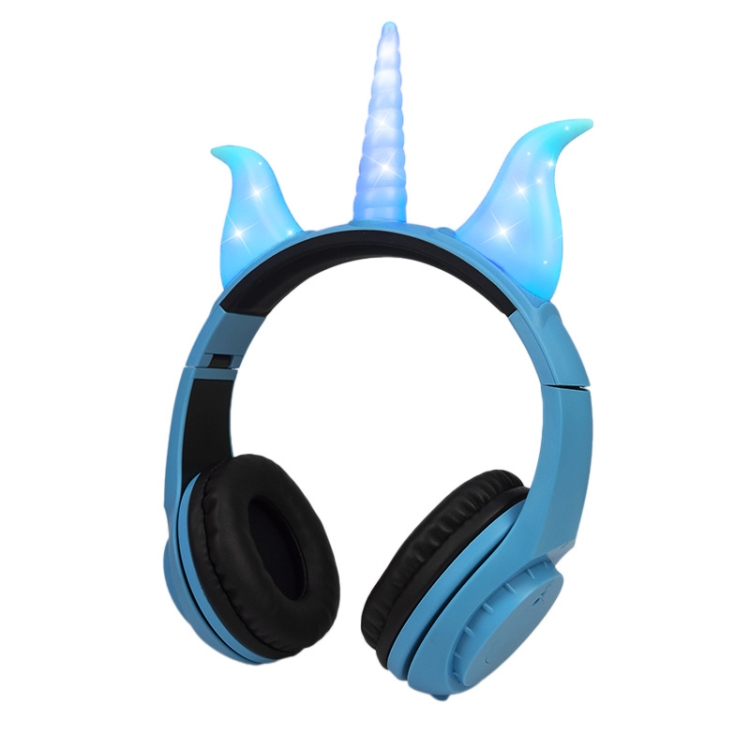 

LX-CT888 3.5mm Wired Children Cartoon Glowing Horns Computer Headset, Cable Length: 1.5m(Rhino Horn Blue)