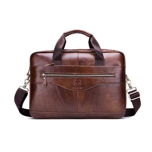 

BUFF CAPTAIN 044 14 Inch Portable Computer Briefcase Men Leather Shoulder Messenger Bag(Brown)