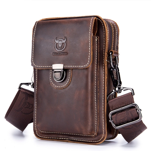 

BUFF CAPTAIN 075 Men Belt Mobile Phone Waist Bag First-Layer Cowhide Multi-Function Diagonal Bag(Brown)