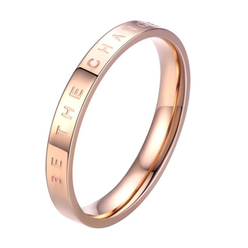 

3 PCS Fashion Simple Narrow BE THECHANGE Ring Electroplated 18k Titanium Steel Couple Ring, Size: 8 US Size(Rose Gold)
