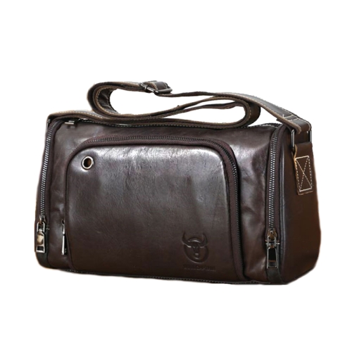 

BUFF CAPTAIN HKDJB--001 First-Layer Cowhide Shoulder Messenger Bag Sports Men Leather Bag, Colour: Dark Brown