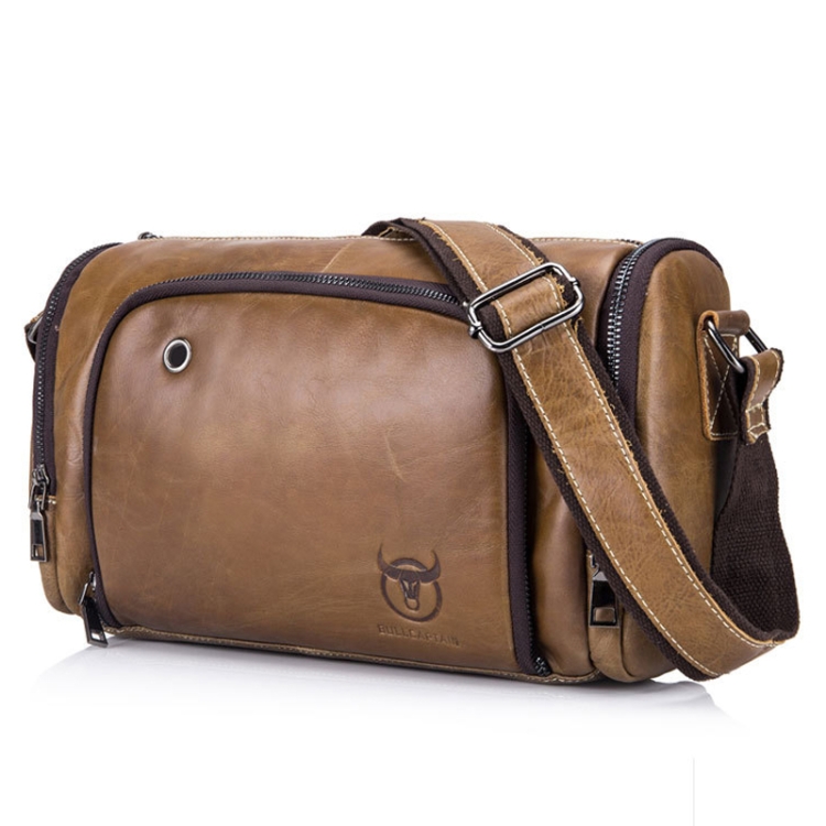 

BUFF CAPTAIN HKDJB--001 First-Layer Cowhide Shoulder Messenger Bag Sports Men Leather Bag, Colour: Yellow