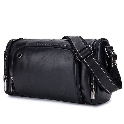 

BUFF CAPTAIN HKDJB--001 First-Layer Cowhide Shoulder Messenger Bag Sports Men Leather Bag, Colour: Black